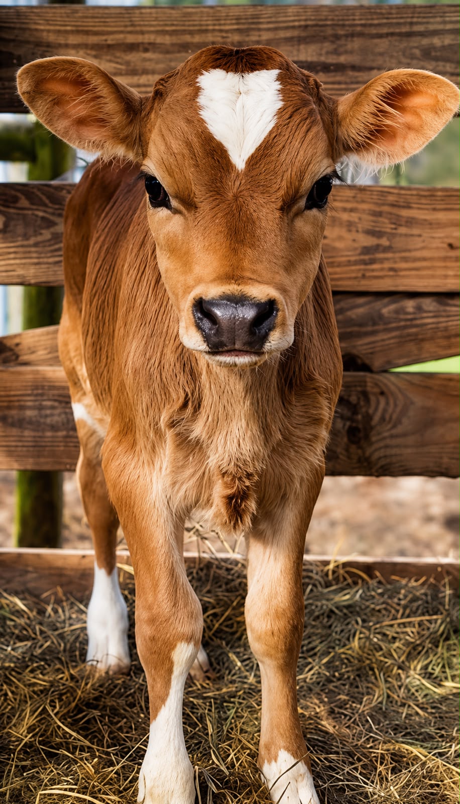 Young calf in its enclosure